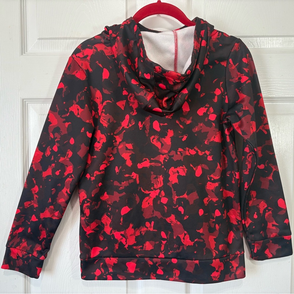 Under Armour Hoodie Youth Loose Fleece Sweatshirt Red/Black Camo Medium - Picture 3 of 6